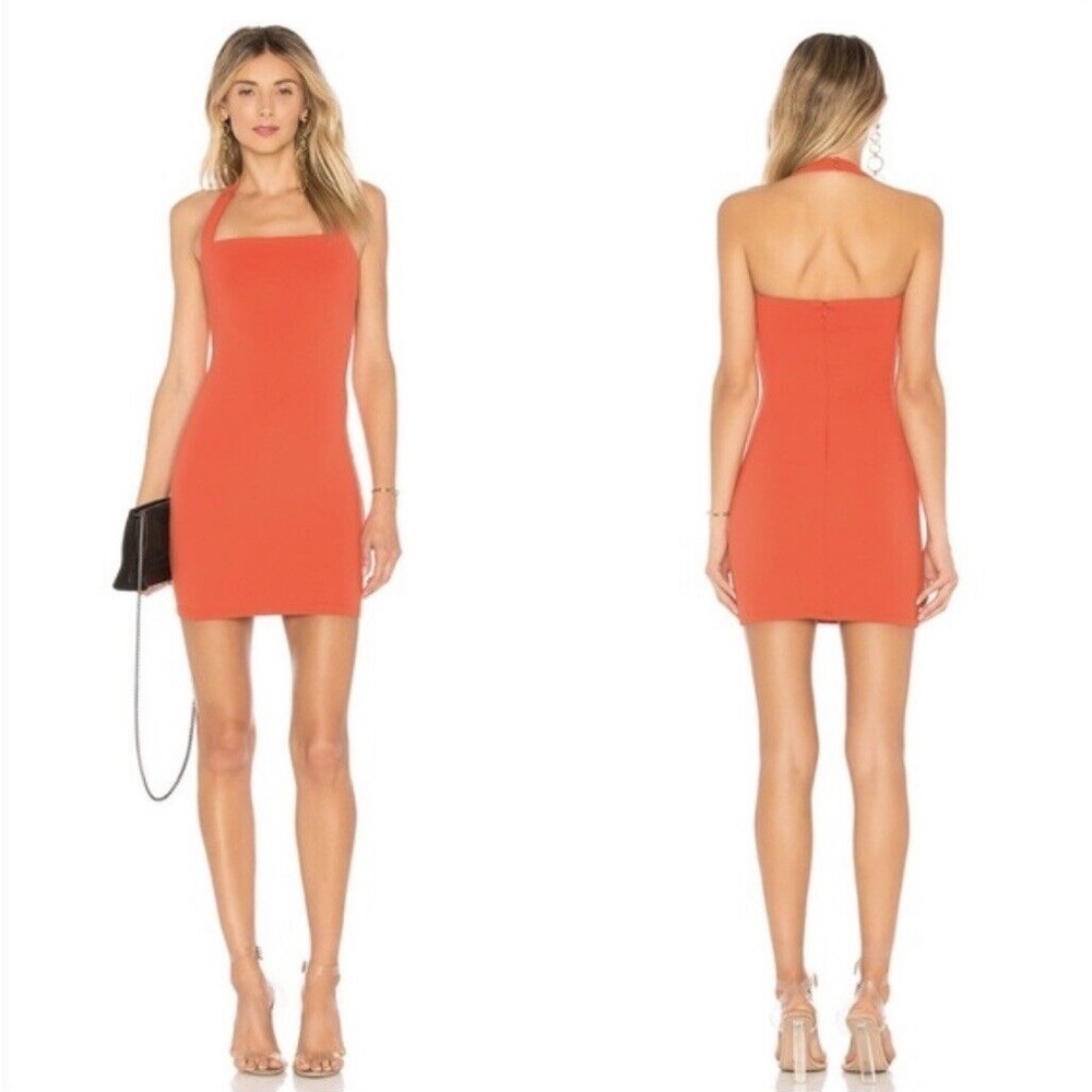 By The Way Halley Orange Bodycon Halter Neck Strap Mini Rayon Dress Size XS